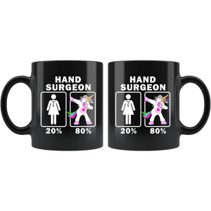 RobustCreative-Hand Surgeon Dabbing Unicorn 20 80 Principle Superhero Girl Womens - 11oz Black Mug Medical Personnel Gift Idea