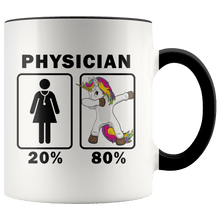 Load image into Gallery viewer, RobustCreative-Physician Dabbing Unicorn 80 20 Principle Superhero Girl Womens - 11oz Accent Mug Medical Personnel Gift Idea
