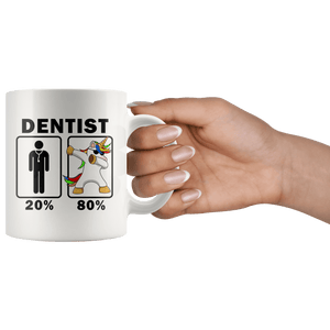 RobustCreative-Dentist Dabbing Unicorn 80 20 Principle Graduation Gift Mens - 11oz White Mug Medical Personnel Gift Idea
