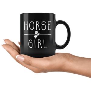 RobustCreative-New Jersey Horse Girl Jerseyan Shape Country for women - 11oz Black Mug Racing Lover Gift Idea