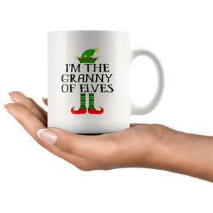 RobustCreative-Im The Granny of Elves Family Matching Elf Outfits PJ - 11oz White Mug Christmas group green pjs costume Gift Idea