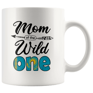 RobustCreative-Kazakh Mom of the Wild One Birthday Kazakhstan Flag White 11oz Mug Gift Idea