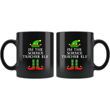 Load image into Gallery viewer, RobustCreative-Im The Science Teacher Elf Christmas Teaching&#39;s - 11oz Black Mug I Just Really Like to Teach Cute Tiny Humans Gift Idea
