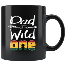 Load image into Gallery viewer, RobustCreative-Ghanaian Dad of the Wild One Birthday Ghana Flag Black 11oz Mug Gift Idea
