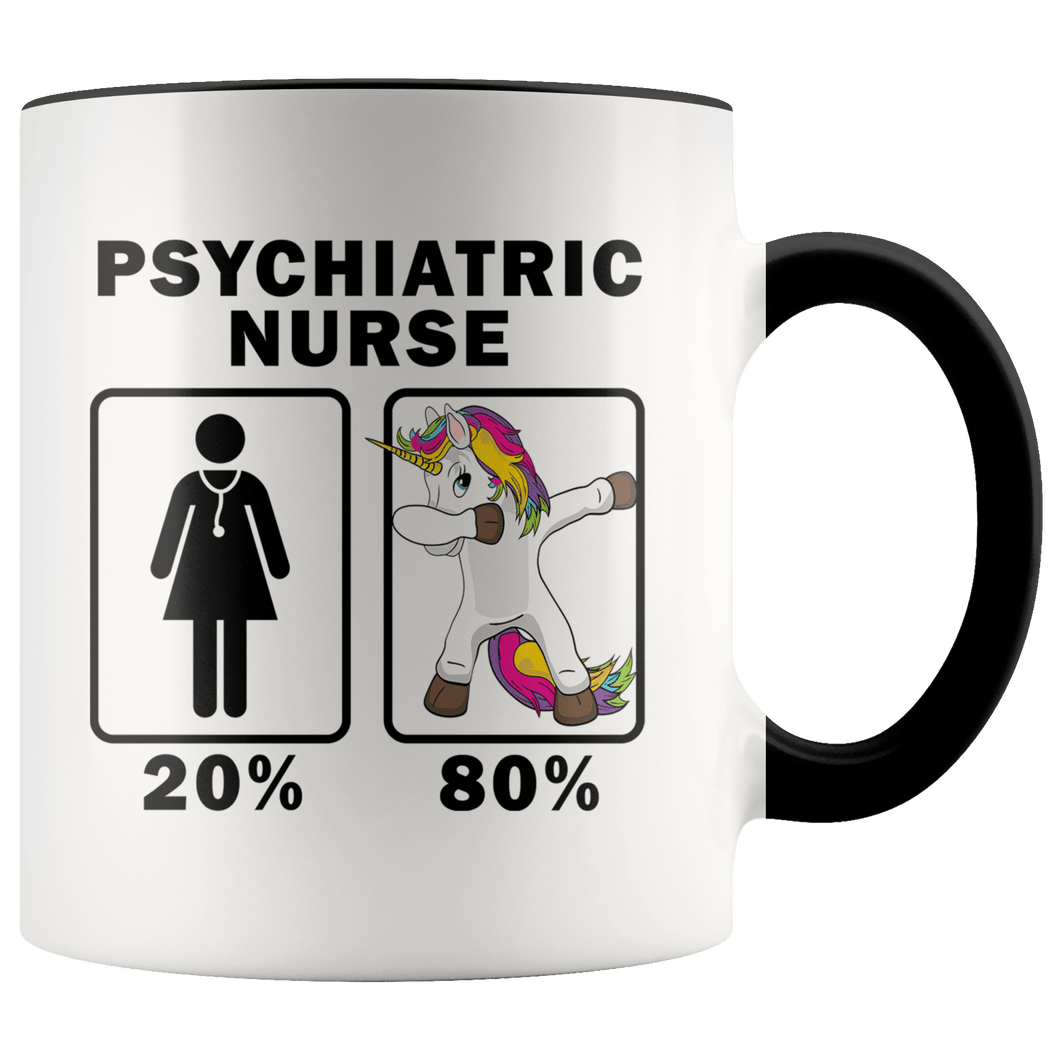 RobustCreative-Psychiatric Nurse Dabbing Unicorn 80 20 Principle Superhero Girl Womens - 11oz Accent Mug Medical Personnel Gift Idea