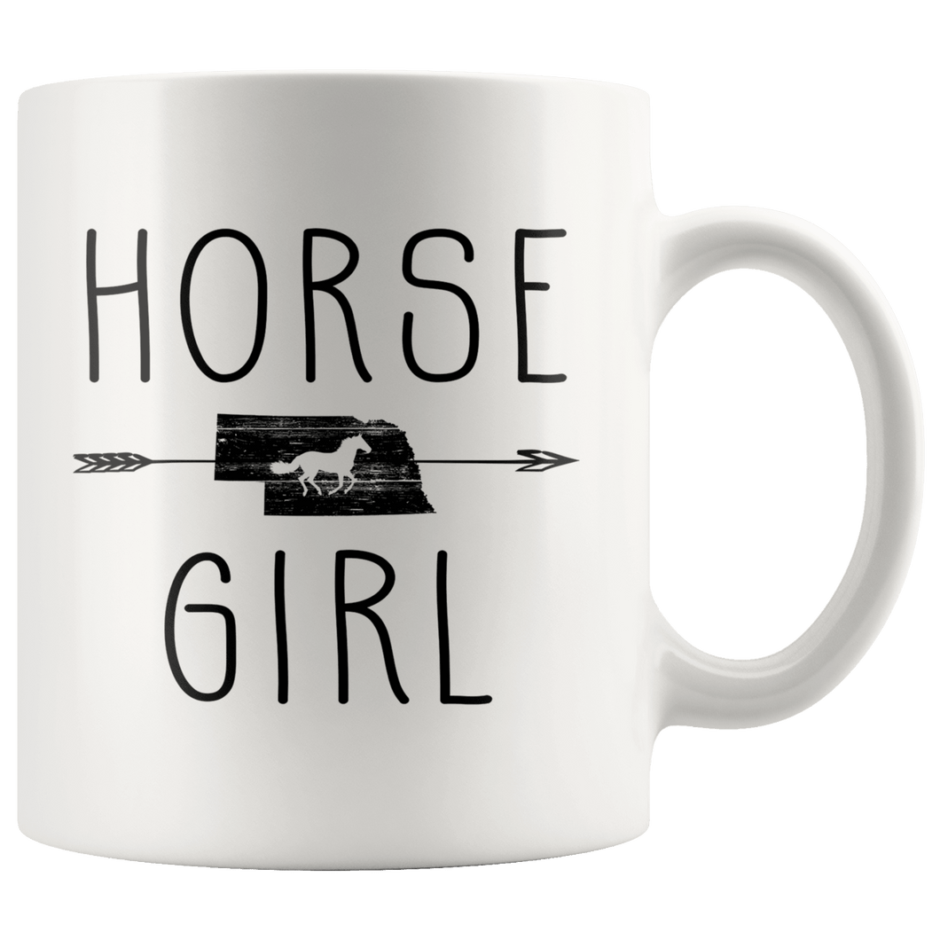 RobustCreative-Nebraska Horse Girl Gifts Nebraskan Shape Country for women - 11oz White Mug Riding Lover Gift Idea