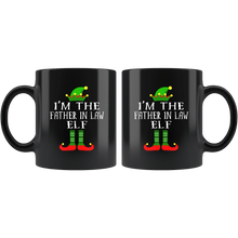 Load image into Gallery viewer, RobustCreative-Im The Father In Law Elf Matching Family Christmas - 11oz Black Mug Christmas group green pjs costume Gift Idea
