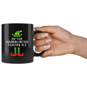 RobustCreative-Im The Kindergarten Teacher Elf Christmas Teaching's - 11oz Black Mug I Just Really Like to Teach Cute Tiny Humans Gift Idea