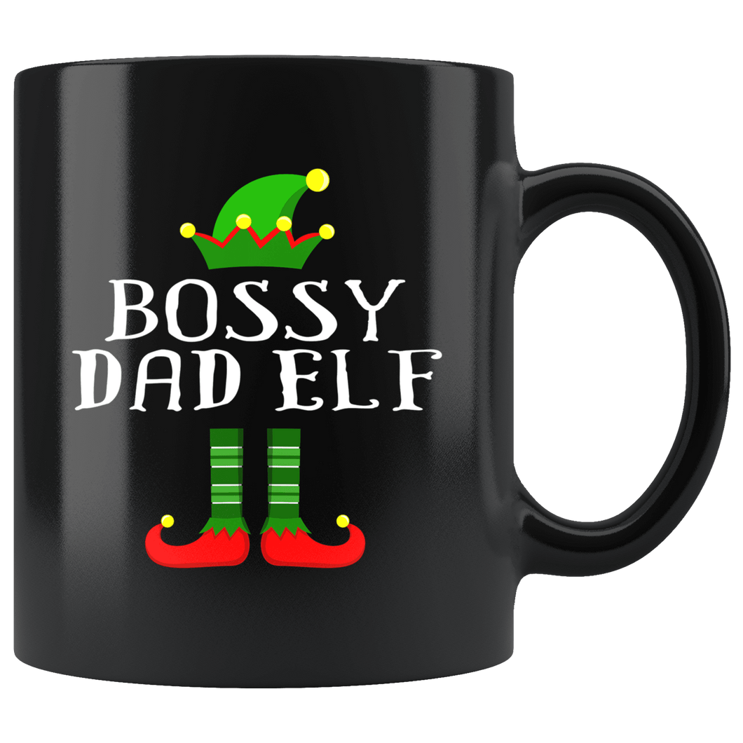 RobustCreative-Im The Bossy Dad Elf Family Matching Outfits PJ - 11oz Black Mug Christmas group green pjs costume Gift Idea