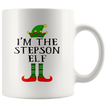 Load image into Gallery viewer, RobustCreative-Im The Stepson Elf Matching Family Christmas - 11oz White Mug Christmas group green pjs costume Gift Idea
