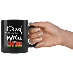 RobustCreative-Kenyan Dad of the Wild One Birthday Kenya Flag Black 11oz Mug Gift Idea