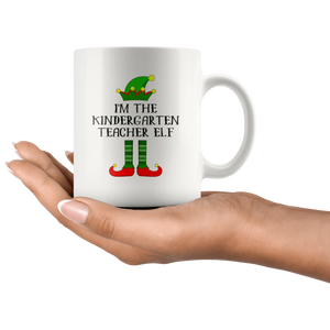 RobustCreative-Im The Kindergarten Teacher Elf Christmas Teaching's - 11oz White Mug I Just Really Like to Teach Cute Tiny Humans Gift Idea