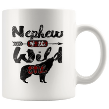 Load image into Gallery viewer, RobustCreative-Strong Nephew of the Wild One Wolf 1st Birthday Wolves - 11oz White Mug red black plaid pajamas Gift Idea

