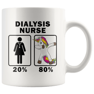 RobustCreative-Dialysis Nurse Dabbing Unicorn 80 20 Principle Superhero Girl Womens - 11oz White Mug Medical Personnel Gift Idea