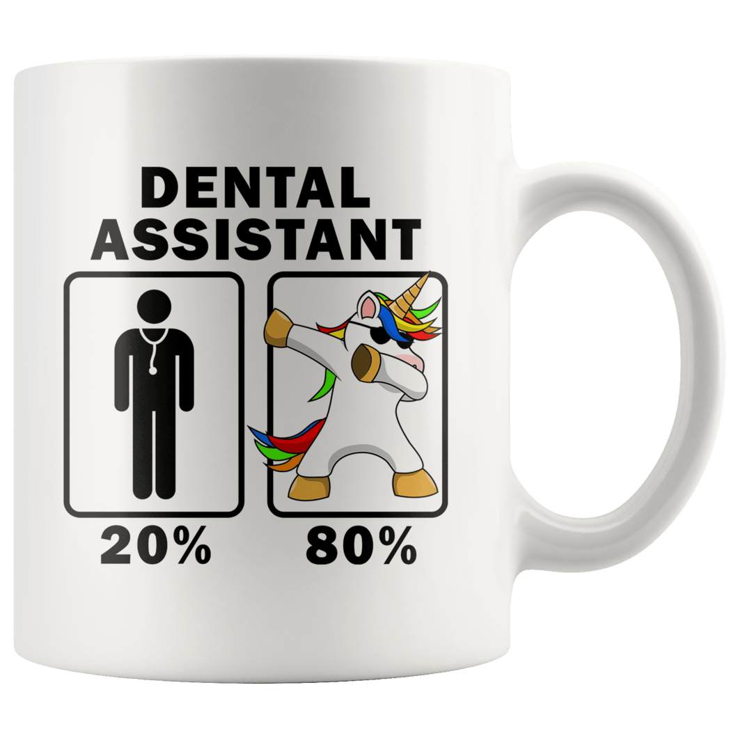 RobustCreative-Dental Assistant Dabbing Unicorn 80 20 Principle Graduation Gift Mens - 11oz White Mug Medical Personnel Gift Idea