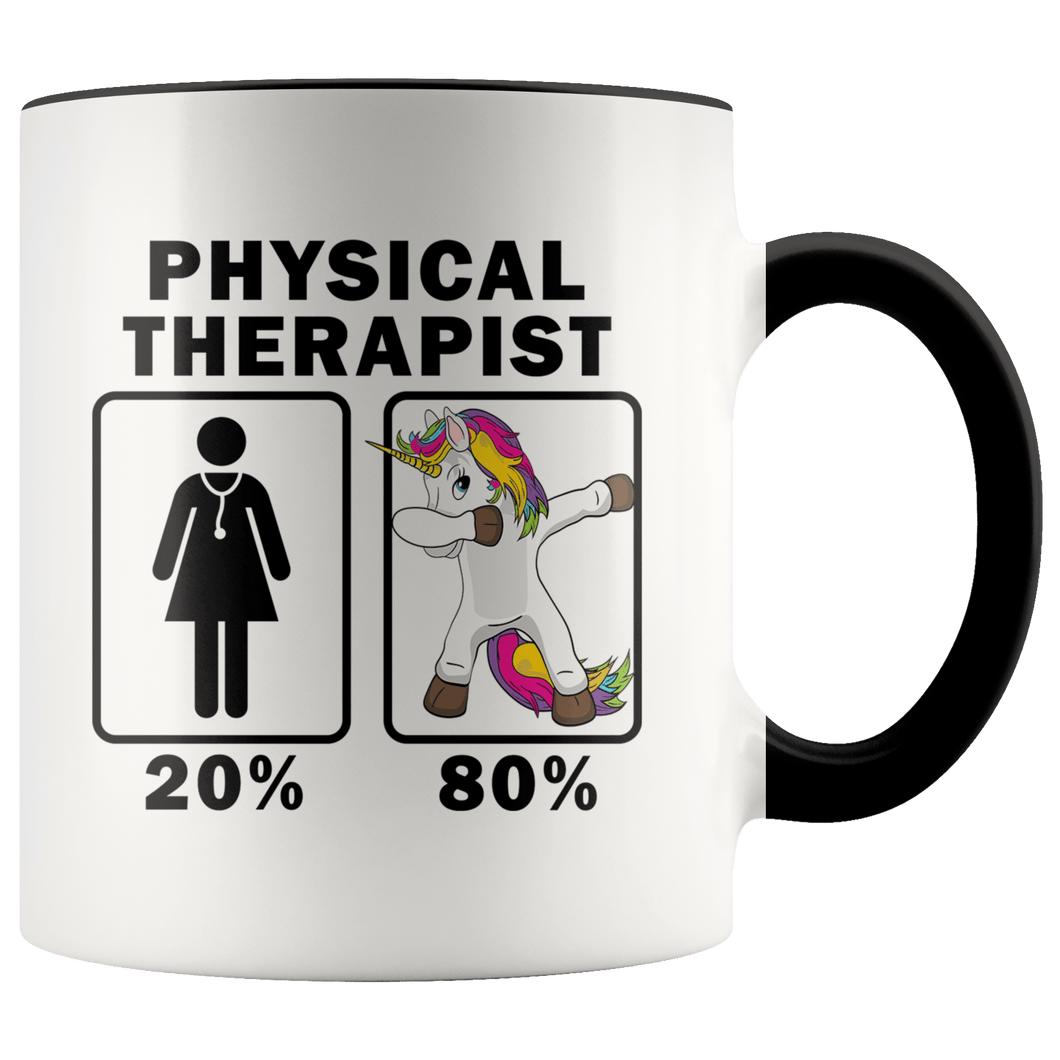 RobustCreative-Physical Therapist Dabbing Unicorn 80 20 Principle Superhero Girl Womens - 11oz Accent Mug Medical Personnel Gift Idea