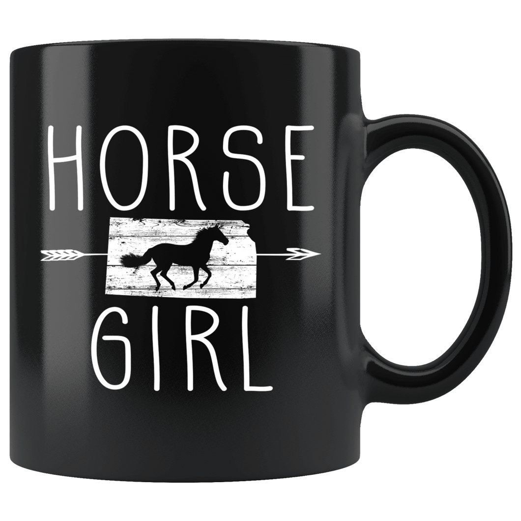 RobustCreative-Kansas Horse Girl Gifts Kansan Shape Country for women - 11oz Black Mug Riding Lover Gift Idea