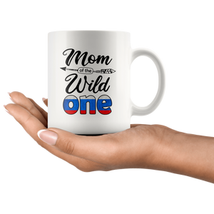 RobustCreative-Russian Mom of the Wild One Birthday Russia Flag White 11oz Mug Gift Idea