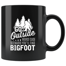 Load image into Gallery viewer, RobustCreative-Bigfoot Go Outside Worst Case Scenario Hide and Seek - 11oz Black Mug Science Fiction Lover Gift Idea
