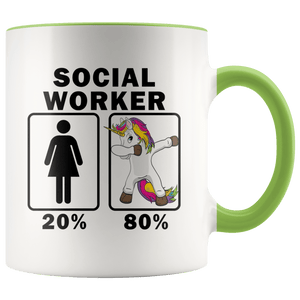 RobustCreative-Social Worker Dabbing Unicorn 80 20 Principle Superhero Girl Womens - 11oz Accent Mug Medical Personnel Gift Idea