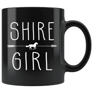 RobustCreative-Shire Horse Girl Gifts Horses Lover Riding Racing - 11oz Black Mug Racing Lover Gift Idea