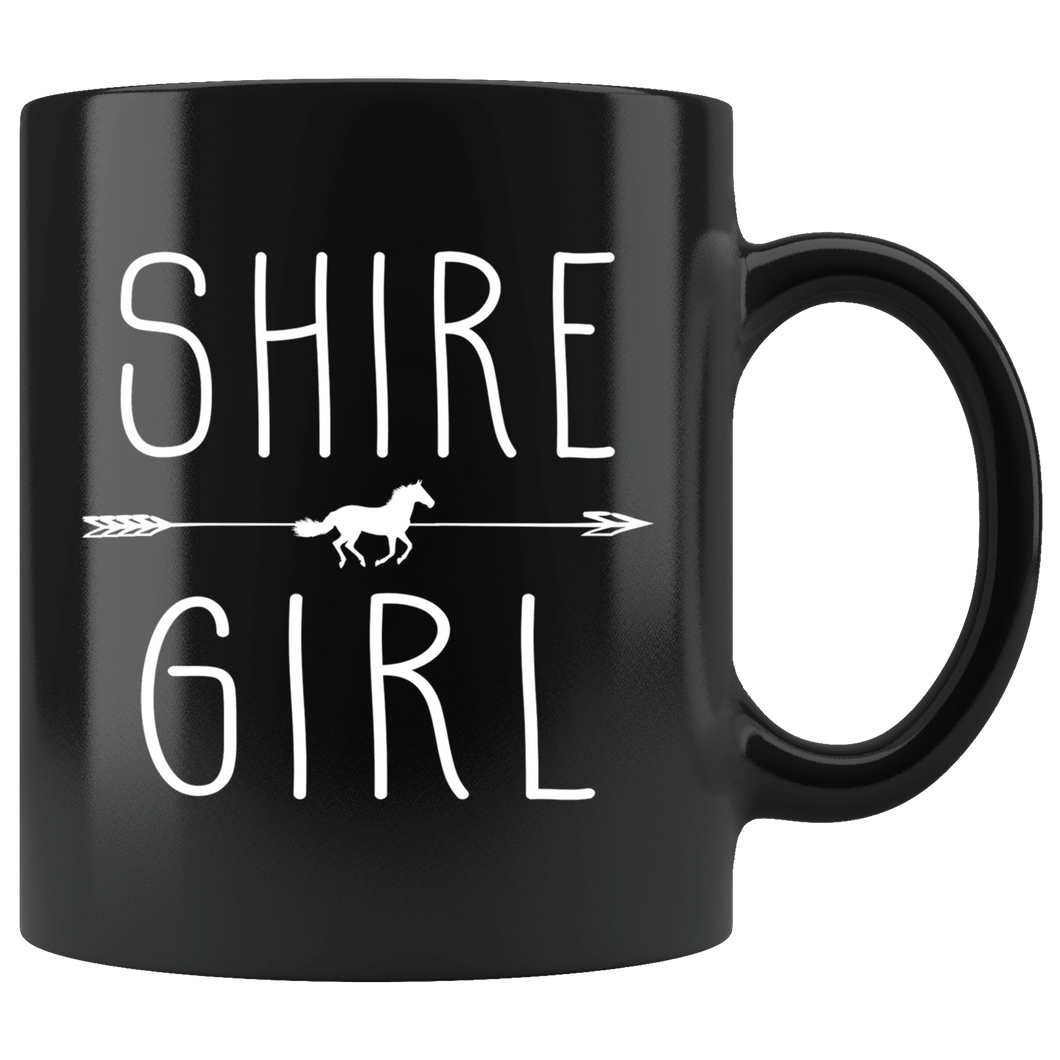 RobustCreative-Shire Horse Girl Gifts Horses Lover Riding Racing - 11oz Black Mug Racing Lover Gift Idea