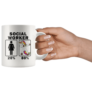 RobustCreative-Social Worker Dabbing Unicorn 80 20 Principle Superhero Girl Womens - 11oz White Mug Medical Personnel Gift Idea