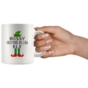 RobustCreative-Im The Bossy Brother In Law Elf Family Matching Outfits PJ - 11oz White Mug Christmas group green pjs costume Gift Idea