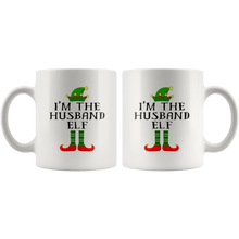 Load image into Gallery viewer, RobustCreative-Im The Husband Elf Matching Family Christmas - 11oz White Mug Christmas group green pjs costume Gift Idea
