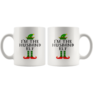 RobustCreative-Im The Husband Elf Matching Family Christmas - 11oz White Mug Christmas group green pjs costume Gift Idea