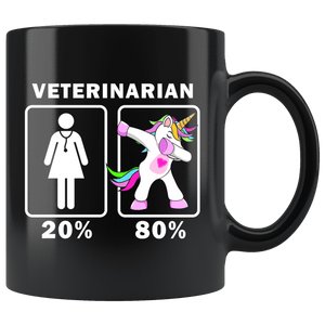 RobustCreative-Veterinarian Dabbing Unicorn 20 80 Principle Superhero Girl Womens - 11oz Black Mug Medical Personnel Gift Idea