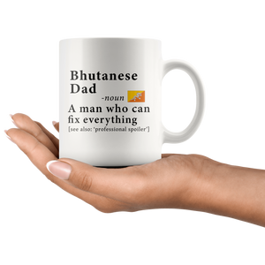 RobustCreative-Bhutanese Dad Definition Bhutan Flag Fathers Day - 11oz White Mug family reunion gifts Gift Idea