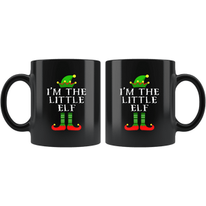 RobustCreative-Im The Little Elf Matching Family Christmas - 11oz Black Mug Christmas group green pjs costume Gift Idea