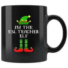 Load image into Gallery viewer, RobustCreative-Im The ESL Teacher Elf Christmas Teaching&#39;s - 11oz Black Mug I Just Really Like to Teach Cute Tiny Humans Gift Idea
