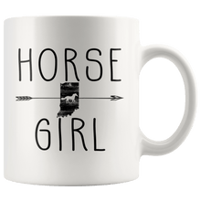 Load image into Gallery viewer, RobustCreative-Indiana Horse Girl Gifts Hoosier Shape Country for women - 11oz White Mug Racing Lover Gift Idea
