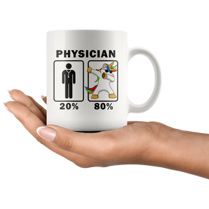 RobustCreative-Physician Dabbing Unicorn 80 20 Principle Graduation Gift Mens - 11oz White Mug Medical Personnel Gift Idea