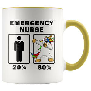 RobustCreative-Emergency Nurse Dabbing Unicorn 80 20 Principle Graduation Gift Mens - 11oz Accent Mug Medical Personnel Gift Idea