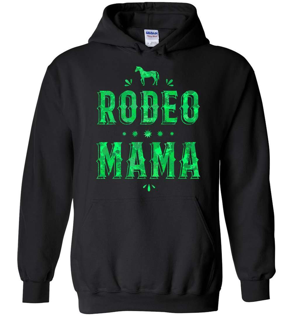 RobustCreative-Rodeo Mama Horse Hoodie Racing Mother's Day Gift Green Racing Riding Lover Green Black