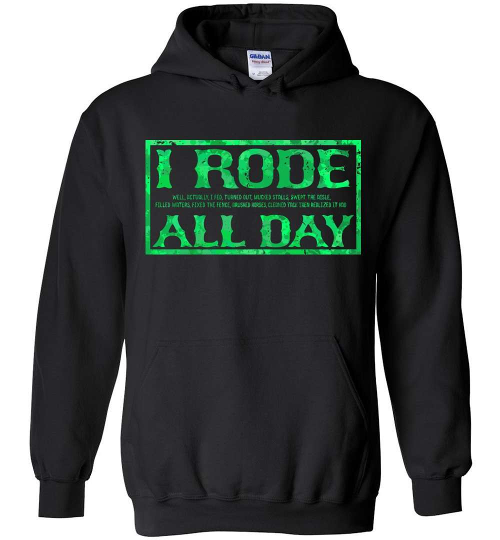 RobustCreative-Horse Youth Hoodie I Rode All Day Racing Riding Horseback Gift Idea Green Racing Riding Lover Green Black