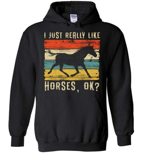 RobustCreative-Horse Girl Vintage Hoodie I Just Really Like Riding Retro Racing Lover Black