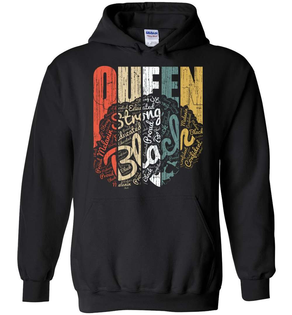 RobustCreative-Queen Youth Hoodie Strong Black Woman Afro Natural Hair Vintage Educated Melanin Rich Skin Black