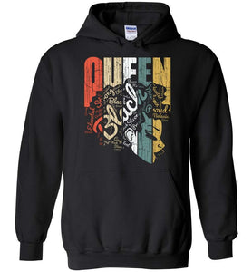 RobustCreative-Queen Hoodie Strong Black Woman Hair Natural Afro Educated Melanin Rich Skin Black