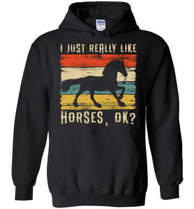 RobustCreative-Horse Girl Hoodie I Just Really Like Riding Vintage Retro Racing Lover Black