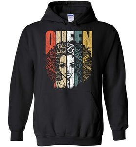 RobustCreative-Queen Hoodie Strong Black Woman Natural Afro Hair Educated Melanin Rich Skin Black