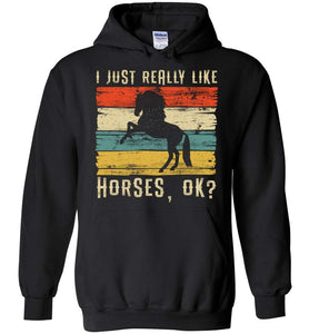 RobustCreative-Horse Girl Youth Hoodie Vintage I Just Really Like Riding Retro Racing Lover Black