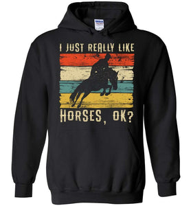RobustCreative-Horse Girl Youth Hoodie Retro Vintage I Just Really Like Riding Racing Lover Black