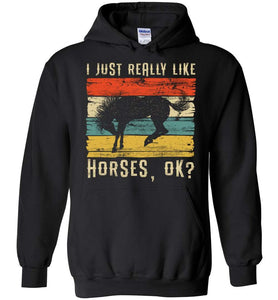 RobustCreative-Horse Girl Retro Hoodie I Just Really Like Riding Vintage Racing Lover Black