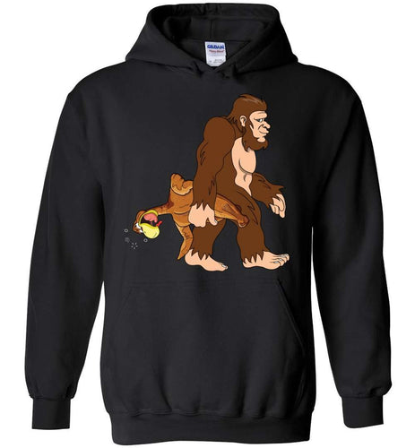 RobustCreative-Bigfoot Turkey Hoodie Thanksgiving Let's Get Busted Gobble Til You Wobble Cranberry Black