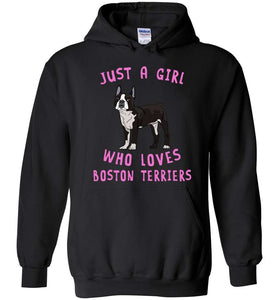 RobustCreative-Just a Girl Who Loves Boston Terriers Hoodie: Animal Spirit for Dog Lover Adults & Kids
