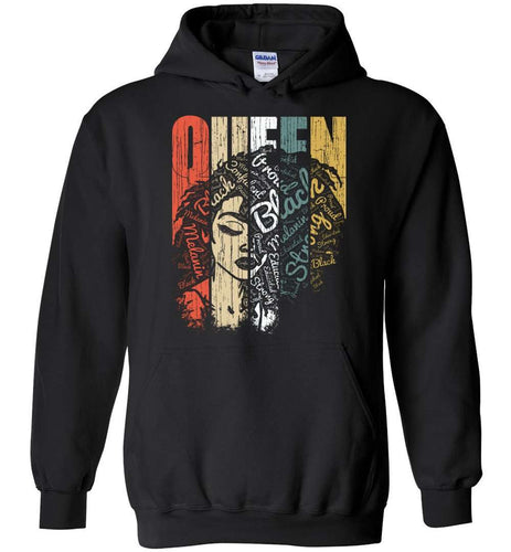 RobustCreative-Queen Hoodie Strong Black Woman Natural Hair Afro Educated Melanin Rich Skin Black